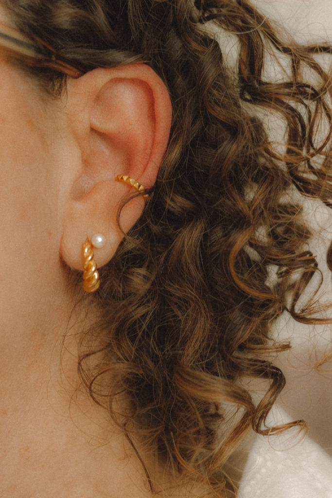 gold earrings layering